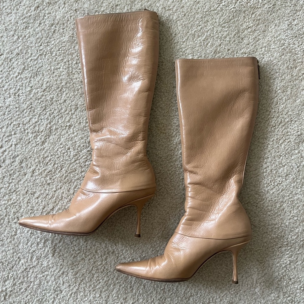 Jimmy Choo Tan Leather Heeled Boots - Picture 2 of 5